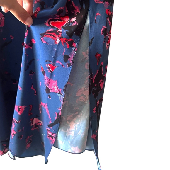 Rachel Roy Blue African Violet Floral Scarf Print Dress Women's Size M - Picture 6 of 7